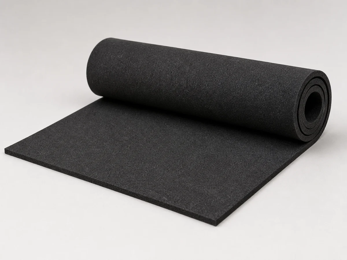 Čiastočne rozvinutá čierna mikroporézna guma EPDM s hrúbkou 5 mm