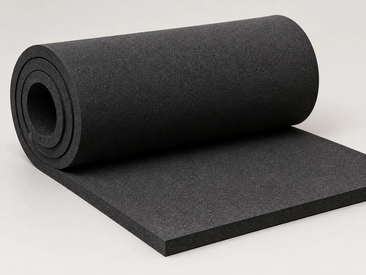 Čiastočne rozvinutá čierna mikroporézna guma EPDM s hrúbkou 15 mm