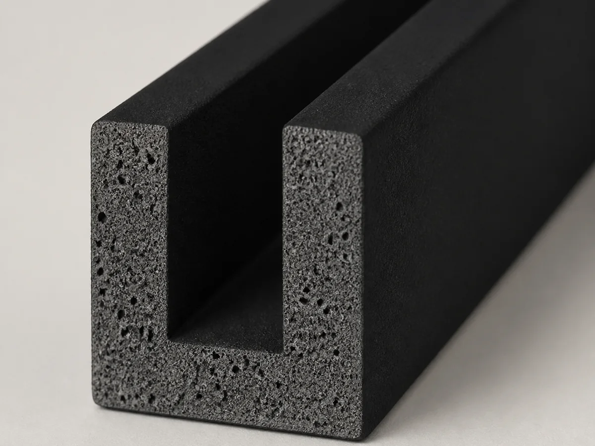 Detail prierezu účkového mikroporézneho EPDM profilu