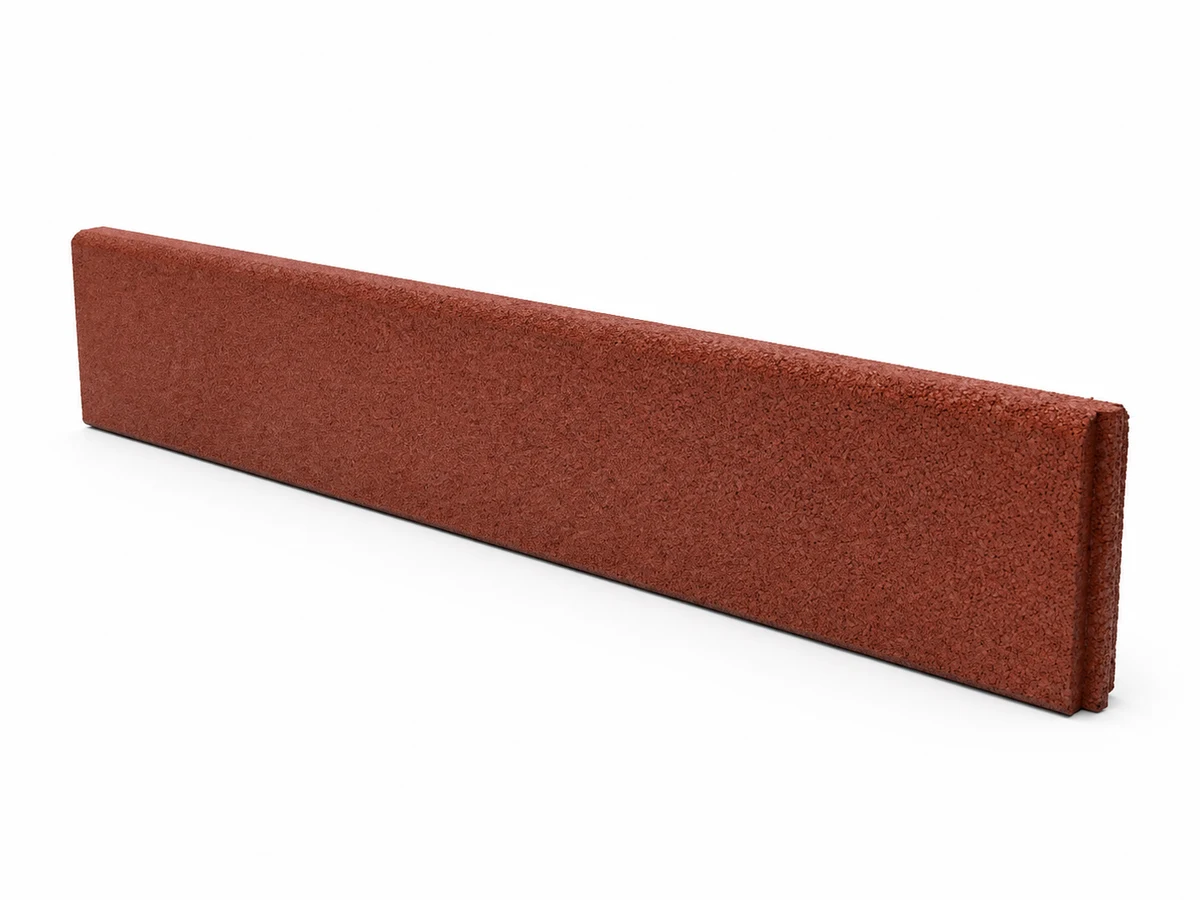 Červenohnedý gumový obrubník 200 × 980 × 50 mm z recyklovaného gumového granulátu